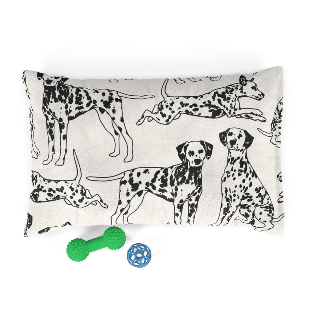 Dalmatian Pattern Pet Bed – Cozy Dog Cushion with Black & White Spot Illustrations