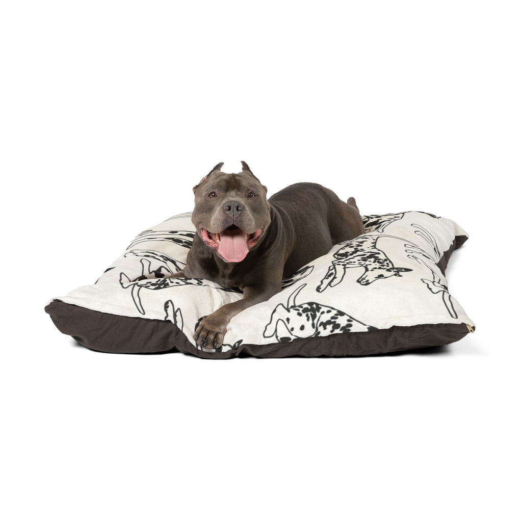 Dalmatian Pattern Pet Bed – Cozy Dog Cushion with Black & White Spot Illustrations