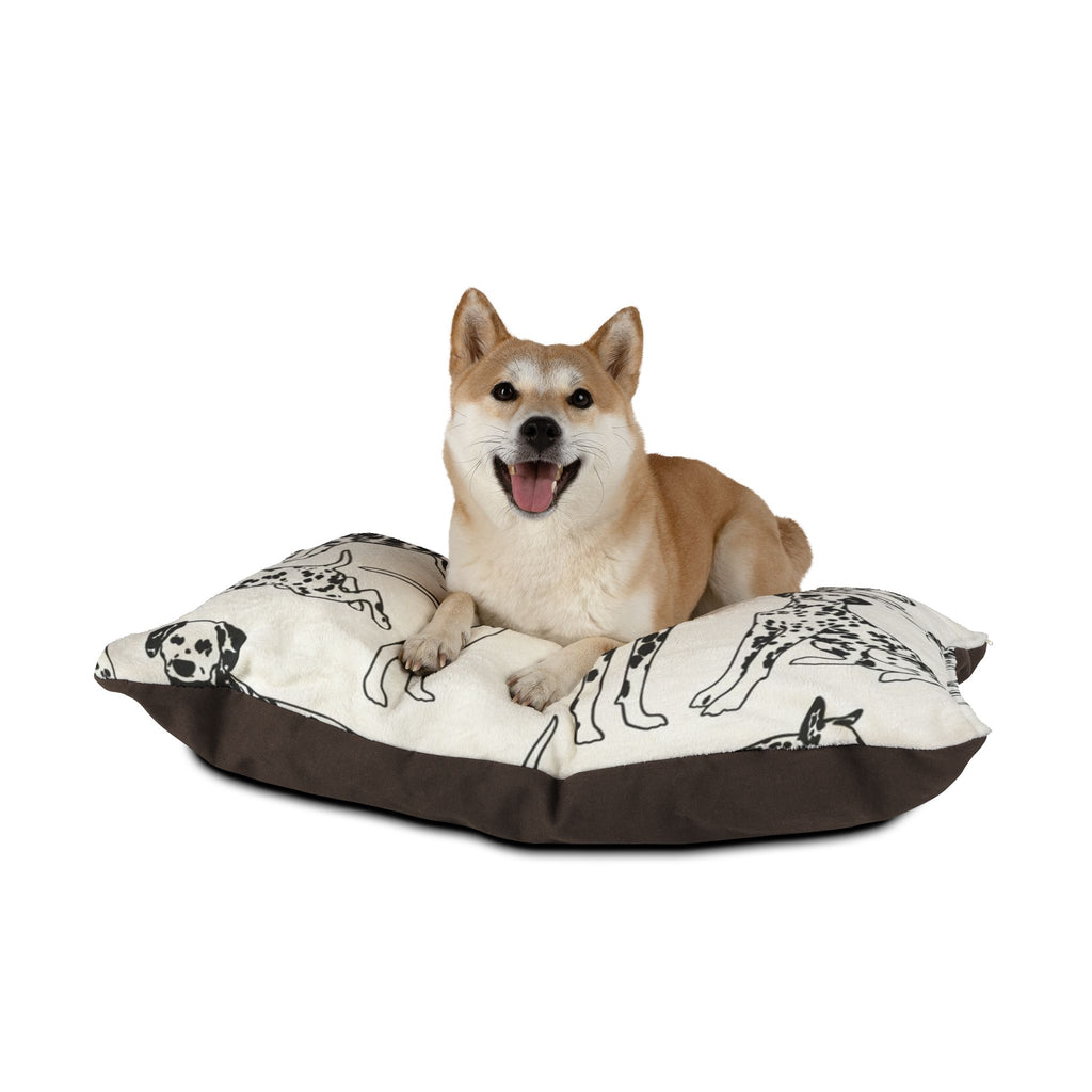 Dalmatian Pattern Pet Bed – Cozy Dog Cushion with Black & White Spot Illustrations