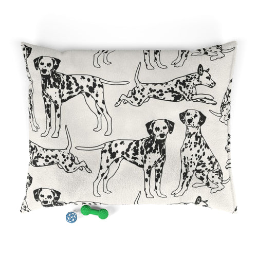 Dalmatian Pattern Pet Bed – Cozy Dog Cushion with Black & White Spot Illustrations