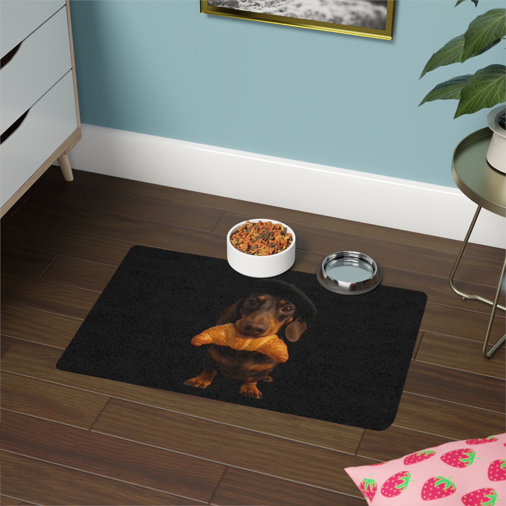 Dachshund Croissant Pet Food Mat (12x18) - Cute Dog Feeding Placemat